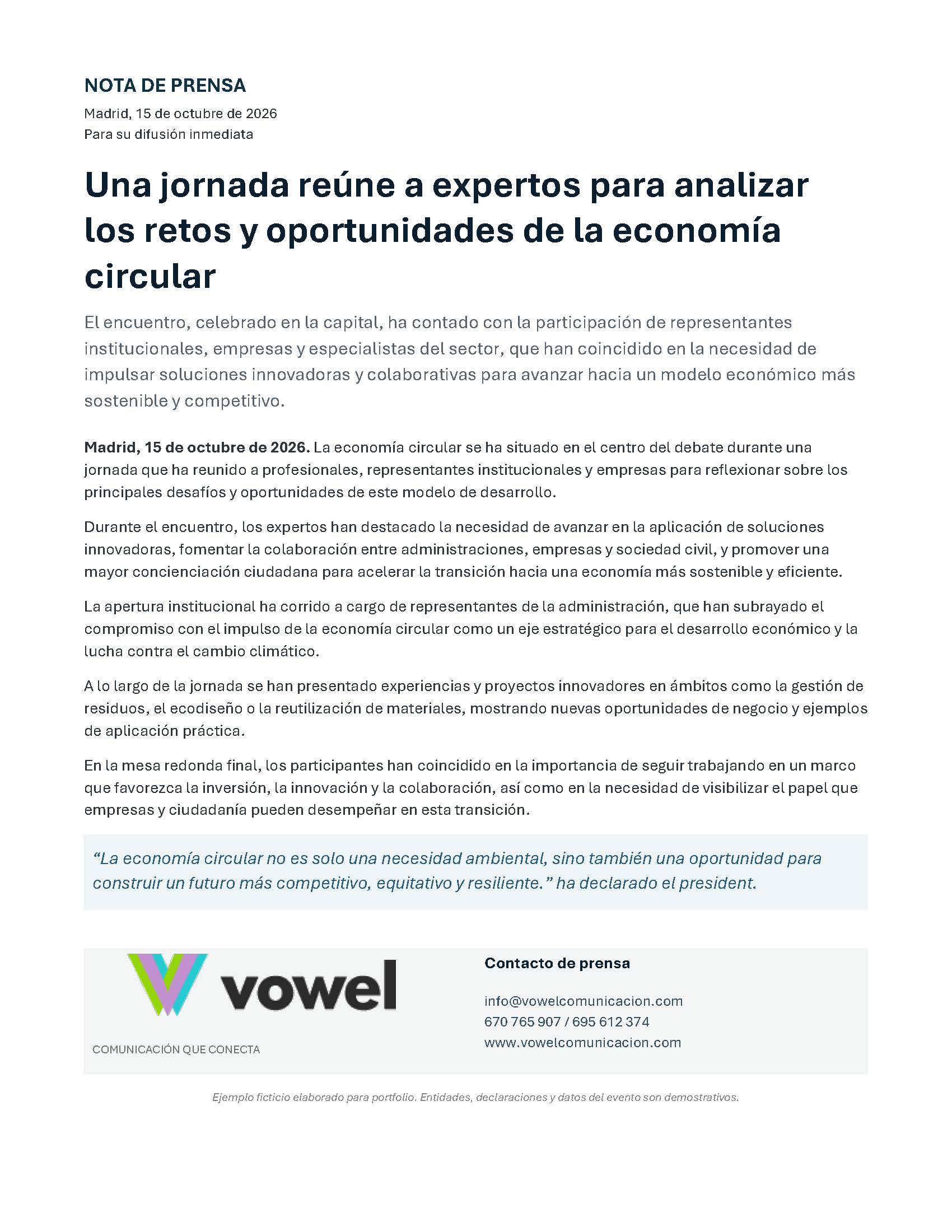 nota prensa ejemplo vowelcomunicacion nota prensa ejemplo vowelcomunicacion